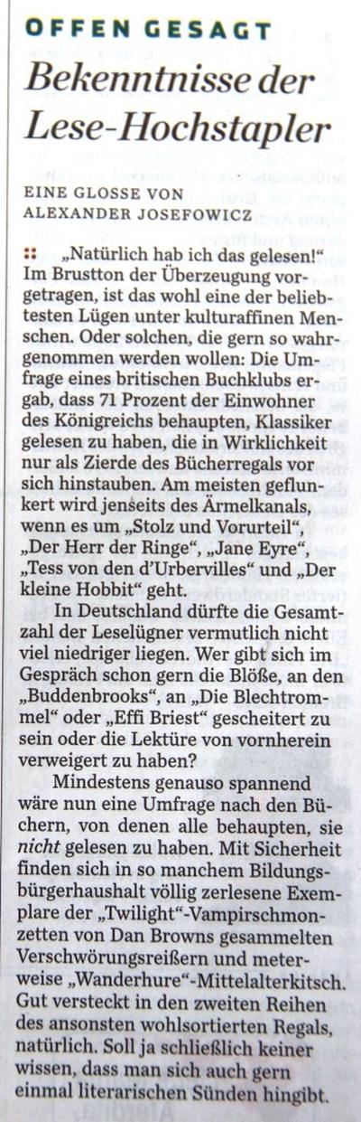Bekenntnisse der Lese Hochstapler